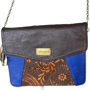 DESIGUAL New Multicolour Crossbody Envelope Bag Coverts Into Clutch Chain *FLAW